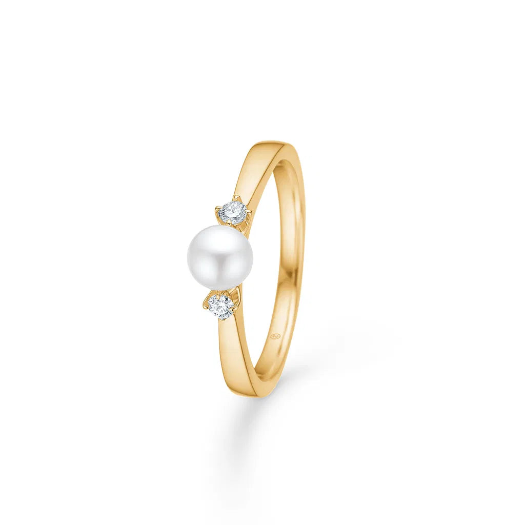MADS Z - 14kt. ring Crown Trinity w/Pearl 0,08ct.W.SI+kulturperle