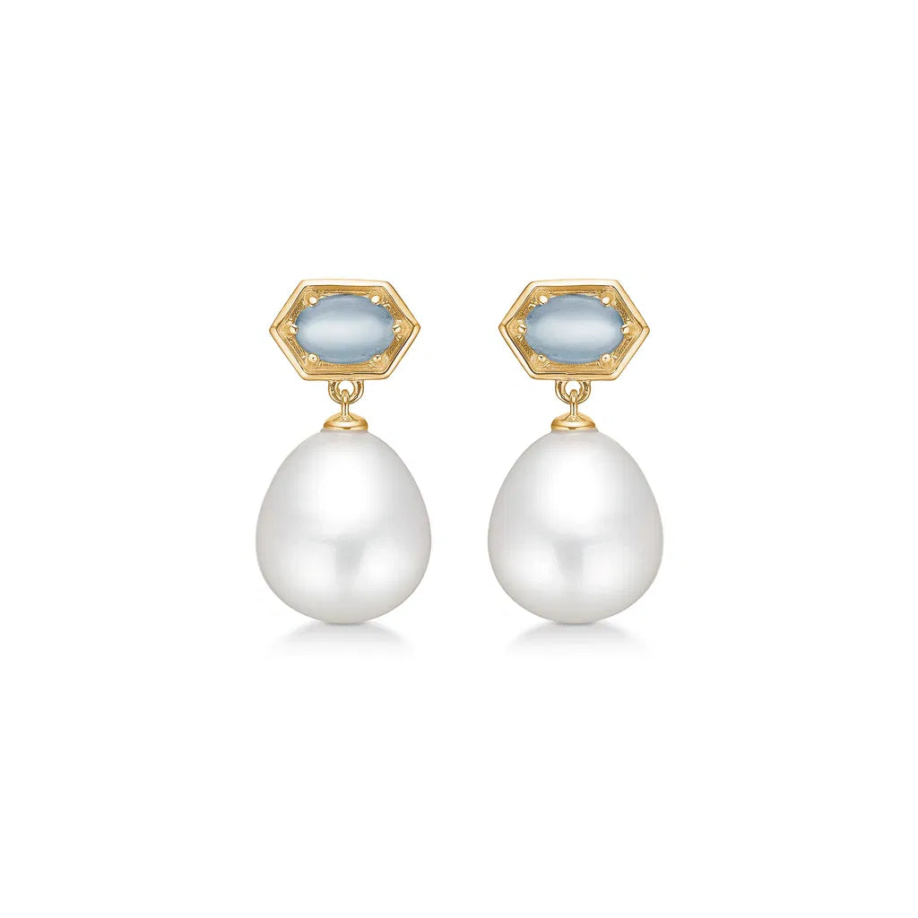 MADS Z - 14 kt. Pearl Delight ørehænger m. aquamarin.