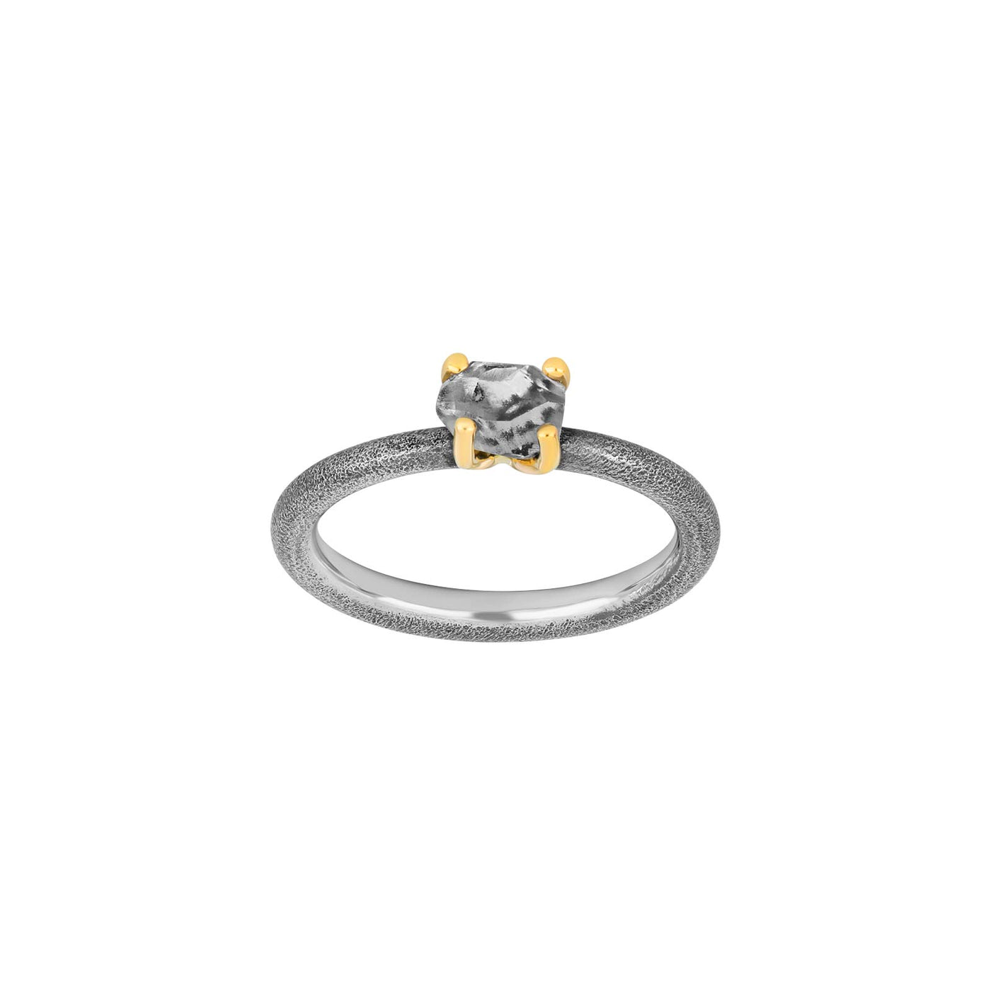 SHAPE Sølv oxyd/forg. ring m/Herkimer-diamant