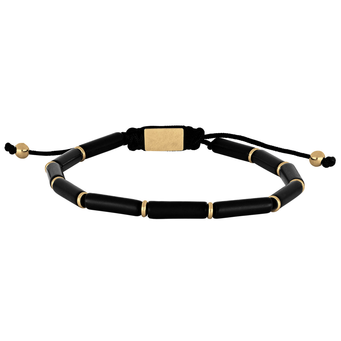 SON armbånd sort onyx 4x13mm IP gold 19-25cm