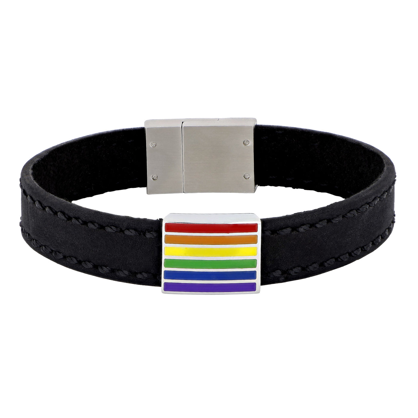 SON armbånd sort kalveskind 19cm LGBT